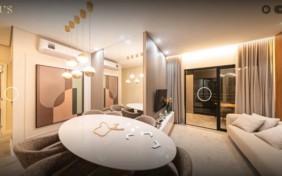 Exemplo: tour do decorado do Haus Residence Club, com a marca da Haus