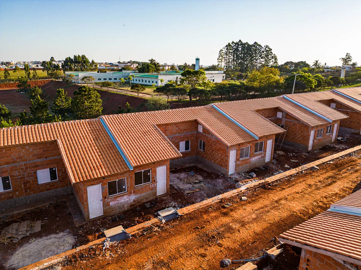 Vista aérea das casas prontas do Quality Life Itapê